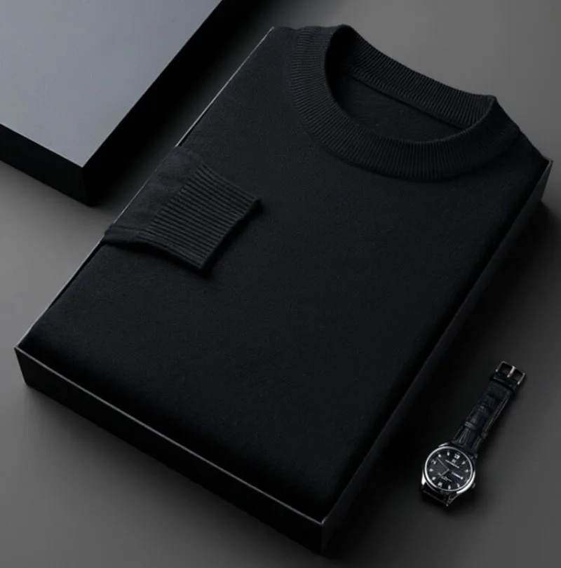 Мужской вязаный свитер высокого качества с защитой от пиллинга, облегающий пуловер с длинным рукавом, Мужской трикотажный свитер