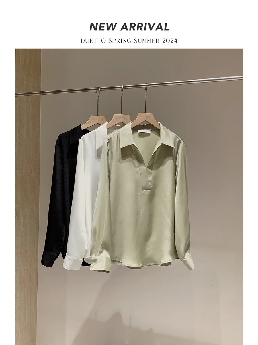 

Duetto Long Termism Heavyweight Warm Silk Series Revisited Silk V-Ne Commuter irt Loose Fit UV Protection