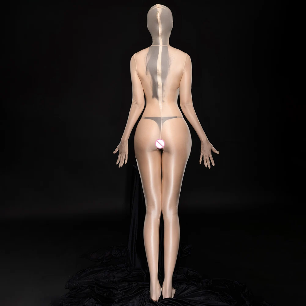 

Daily Wear Plus Size Lingerie Silky Sheer Bodysuit Solid Color Baotou Design Brand New Long Sleeve Nylon Fabric