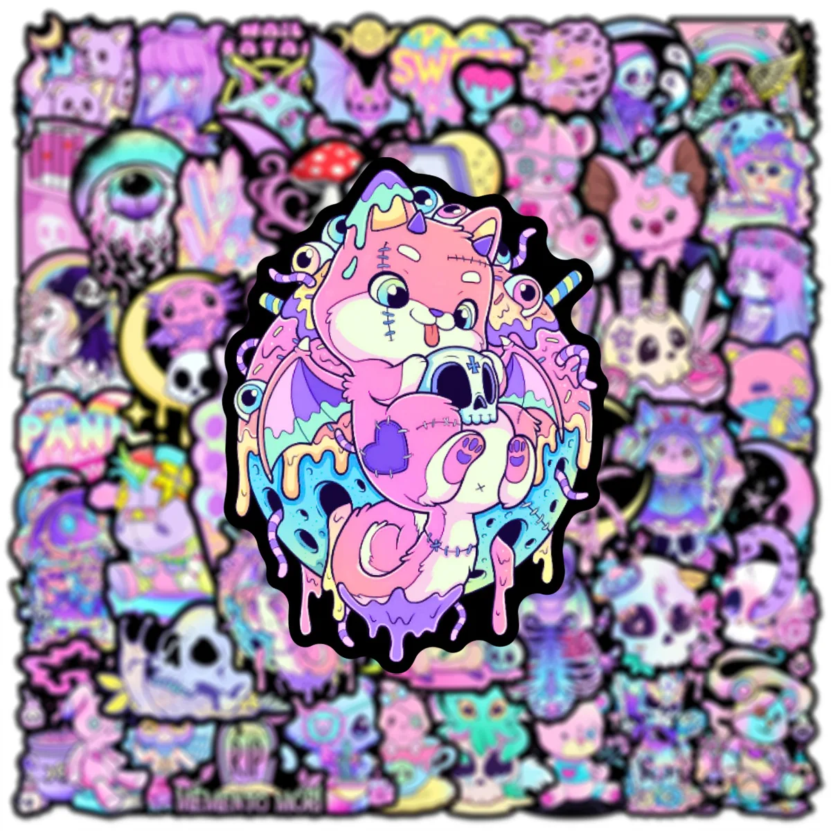 10/30/50PCS Popular Cartoon Pink Gothic Sticker Pack Skateboard Guitar Decoration DIY Laptop Waterproof Graffiti Decal Wholesale