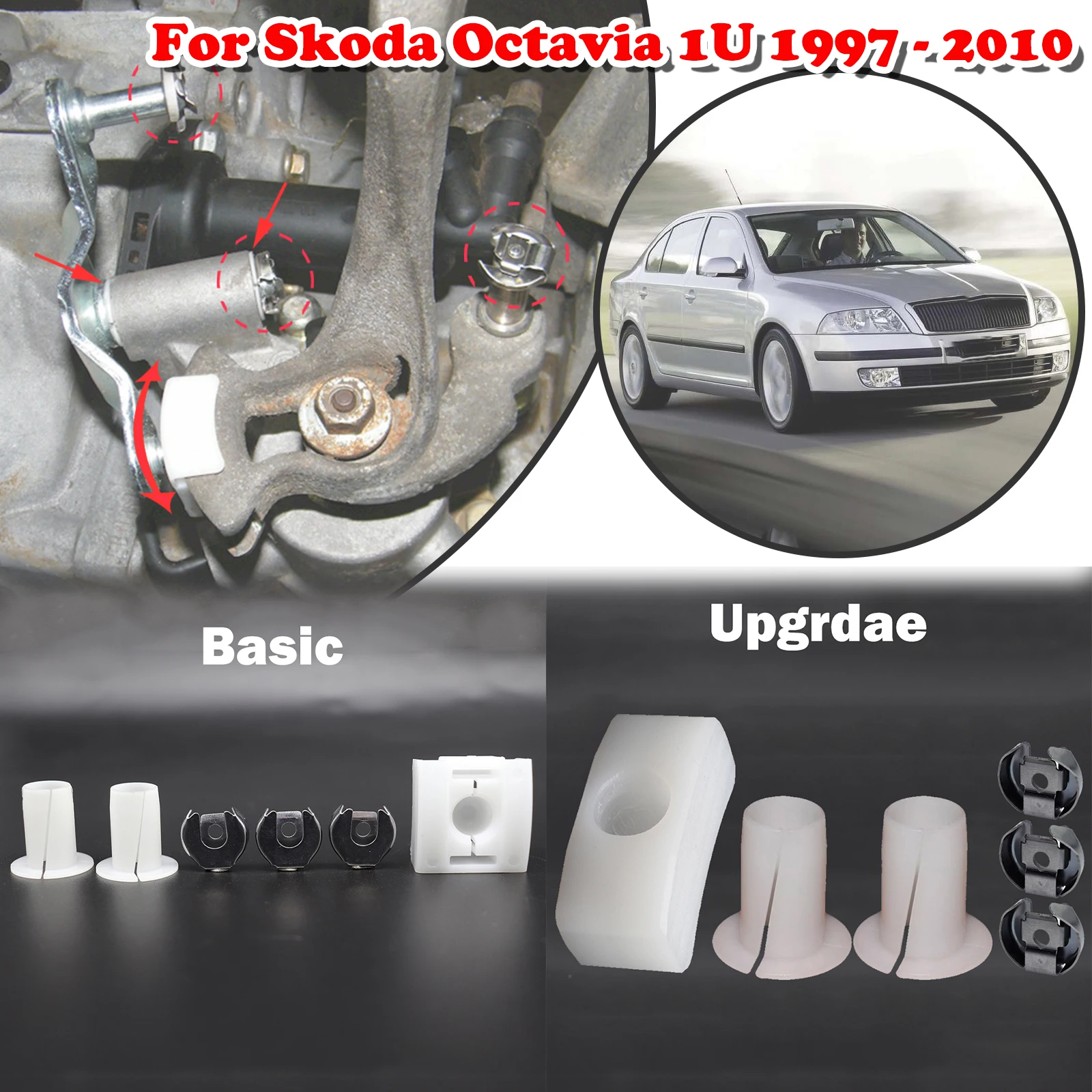 

Gear Selector Wiring Washer Shift Relay Lever Slide Shoe Bushing Bearing Kit N90815903 For Skoda Octavia 1U 1997 1998 1999- 2010