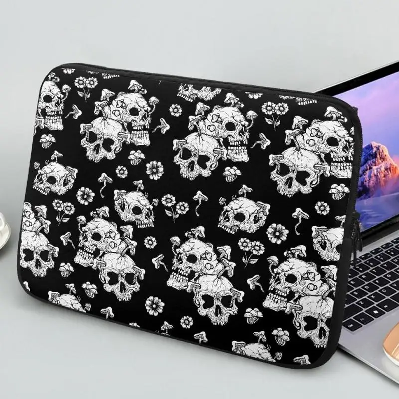 Чехол для ноутбука 15 дюймов с черепом, водонепроницаемый чехол для ноутбука, портативный портфель для компьютера для женщин и мужчин