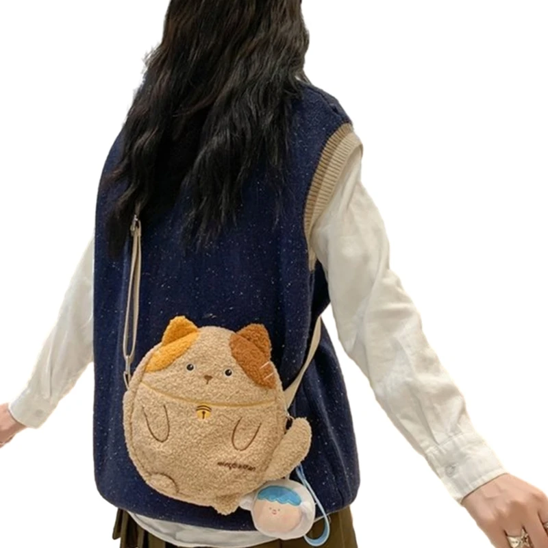 Bolso con forma gato lindo dibujos animados, bolso para teléfono móvil para chica, bolso cruzado para mujer