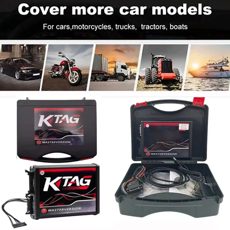 Ktag ecu Programmer 2024 KTAG V7.020 V2.25 Red PCB Red European Unlimited Points Networkable Online With New Ktag 272 ECU Cable
