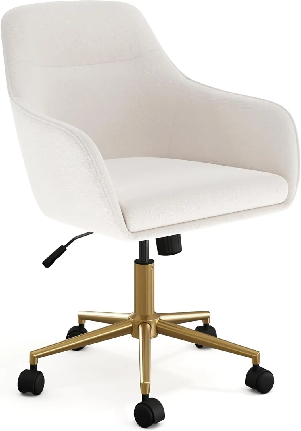 

Rayna Swivel Task Chair With Flared A For Home Office In Fabric With Polished Brass Frame