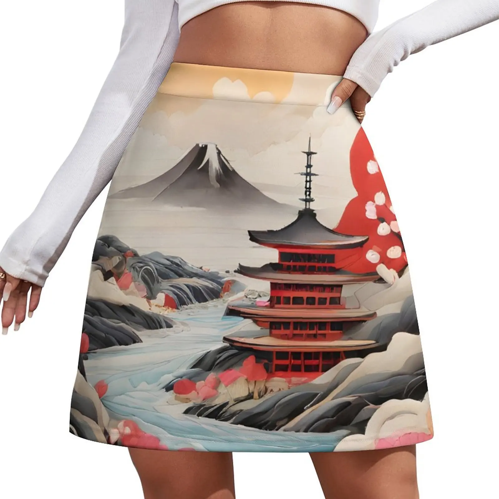 

Japanese Art - Harmonizing Nature's Beauty with the Sea Mini Skirt Woman skirts womens skirts Mini Skirt