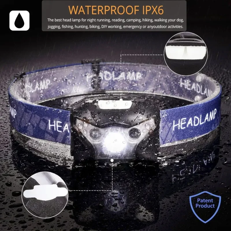 Ultra Bright Smart Motion Sensor COB LED Headlamp USB Rechargeable Headlight Waterproof Head Lamp Head Front Light