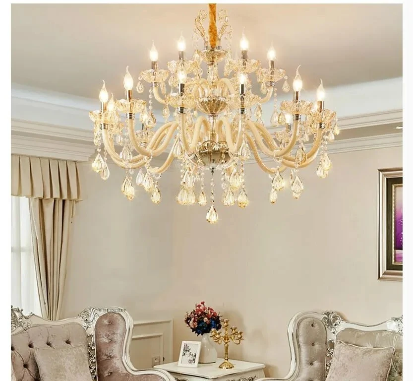 

Бесплатная доставка, хрустальная люстра D90см 18л, цвет шампань, E14 LED, для кофейни, бара, детской комнаты, современная хрустальная люстра