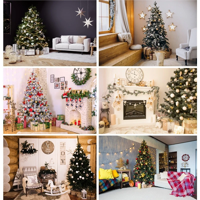 Vinyl Christmas Photography Backgrounds Tree Gift Children Baby Portrait Photo Backdrop For Studio Photocall Props 21518HYD-02