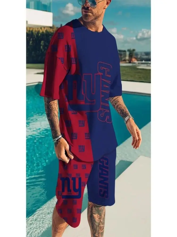 2024 Men's Suit O Collar Oversized Tracksuit Summer Short Sleeve T-shirt Shorts Suit Street Sportswear Printed Men's Wear