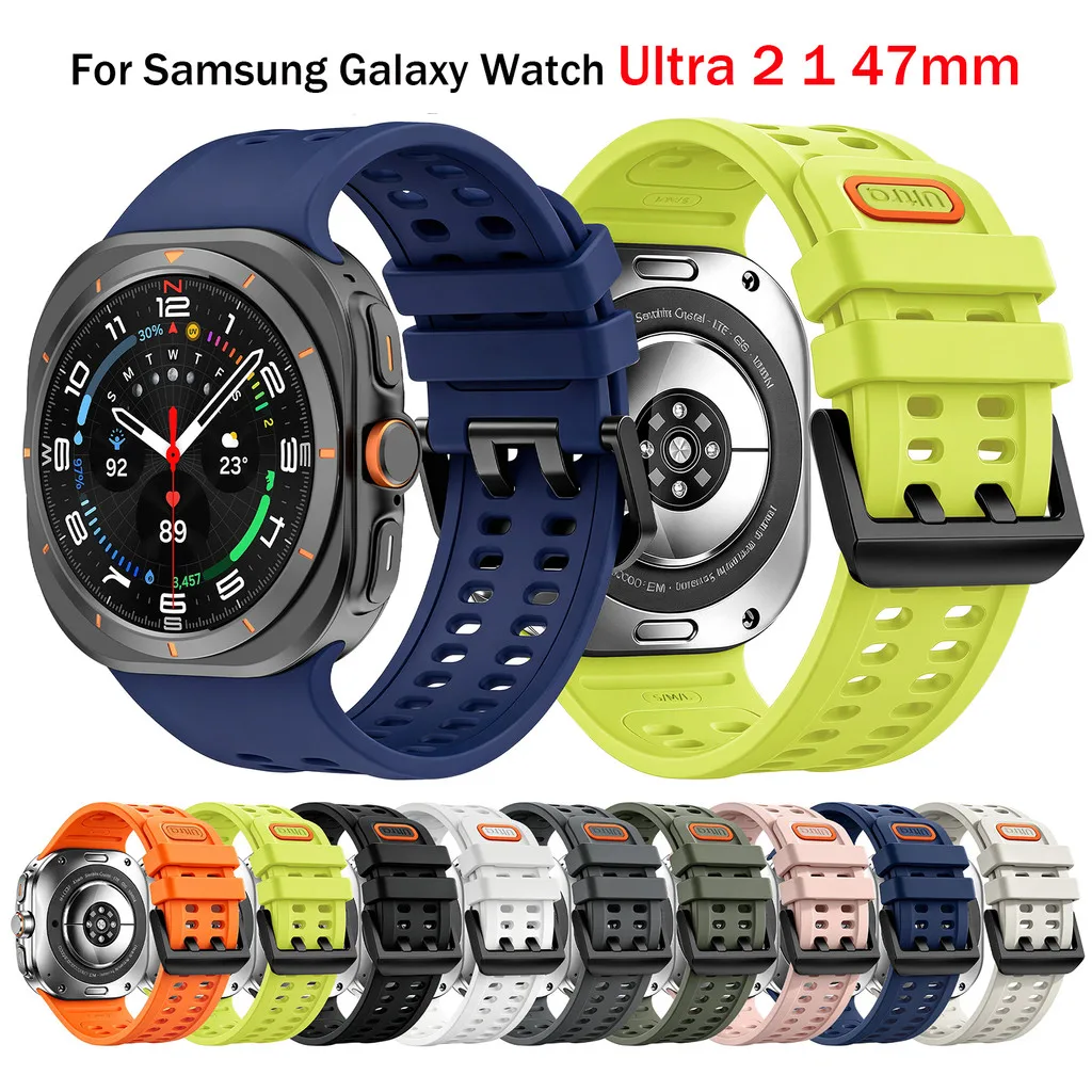 Weiche Silikonarmbänder für Samsung Galaxy Watch Ultra 1 2 47mm Marine Band für Galaxy Watch Ultra 2024 2025 2026 Atmungsaktiver Gürtel – Detail 1