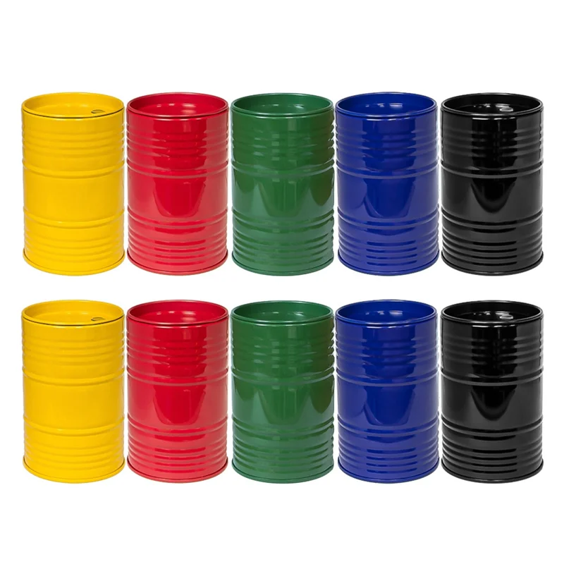 AS96-Metal Simulation Oil Barrel, Tool Barrel, Pen Holder For 1/10 1/8 Rc Crawler Car TRX4 SCX10 RC Car Accessories