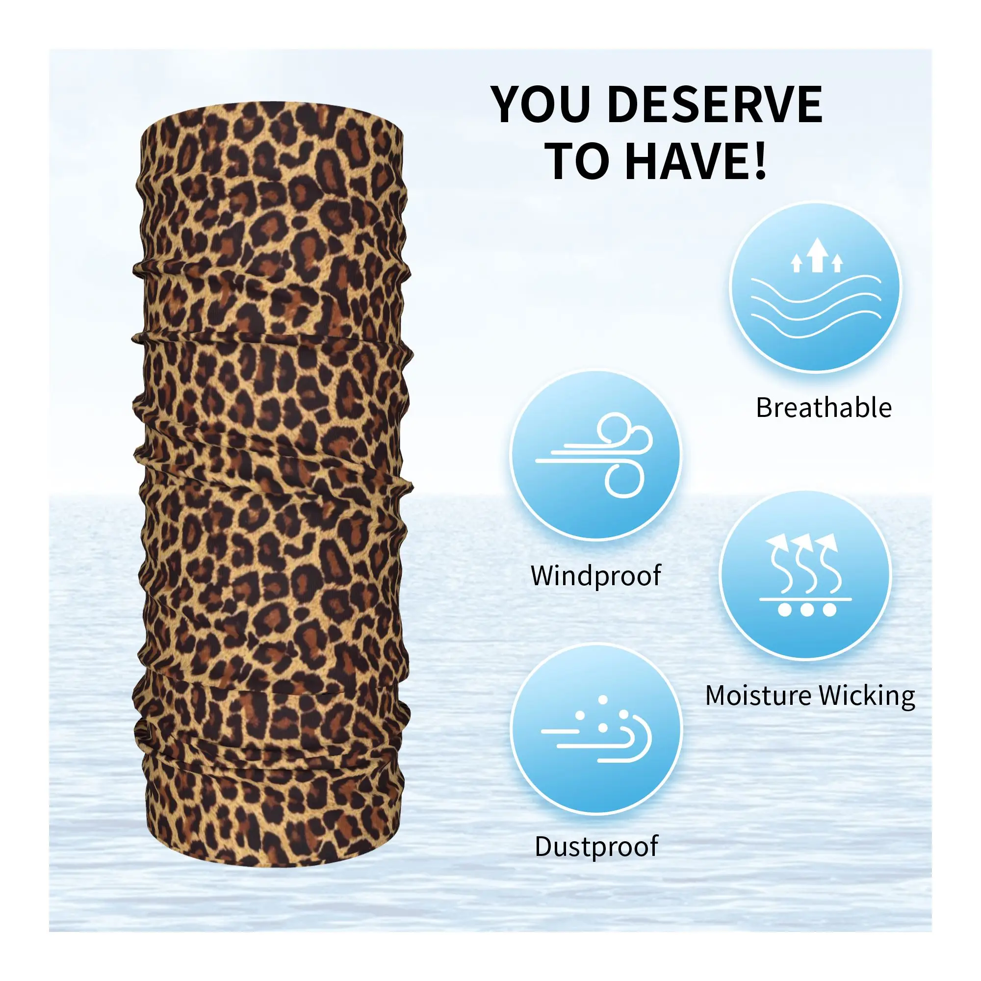 Cheetah Print Bandana Neck Cover Printed Wrap Mask Scarf Multi-use Headwear Outdoor Sports For Men Women Adult Winter