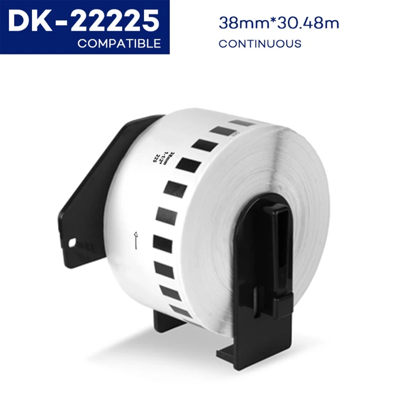 38mm*30,48m Weiß DK22225 Kompatibles Endlos-Thermopapier DK-22225 DK 22225 Kompatibel für Brother QL Etikettendrucker QL-500