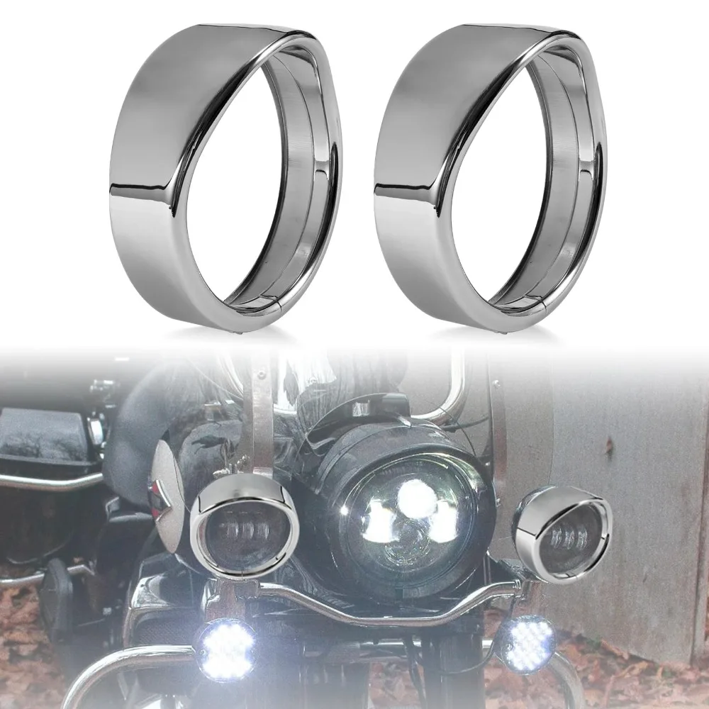 Motorcycle Turn Signal Trim Ring Cover Fog Light Tirm Ring Passing Lamp Bezel 4.5 Inch Visor Style For Harley Touring Street