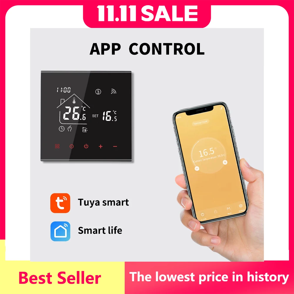 المحمولة الحرارة M4A الدافئة الطابق ترموستات تويا واي فاي 3A 16A الكهربائية/الغاز المرجل/تدفئة المياه متحكم في درجة الحرارة 1 قطعة