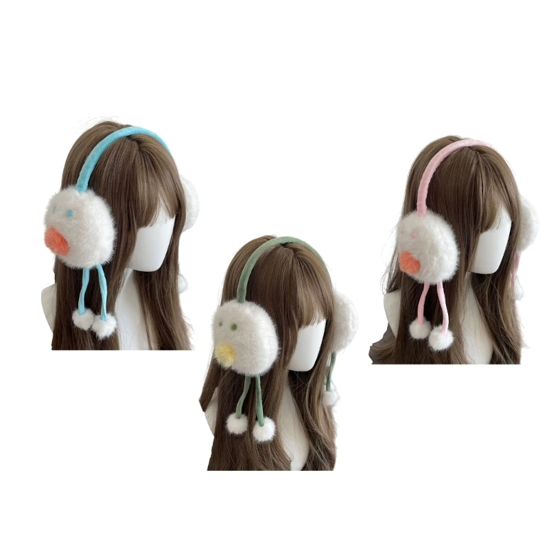 Novelty Plush EarMuffs for Women and Kids Ear Warmer Funny Eyes Lips Furry Headband for Christmas New Year Gifts