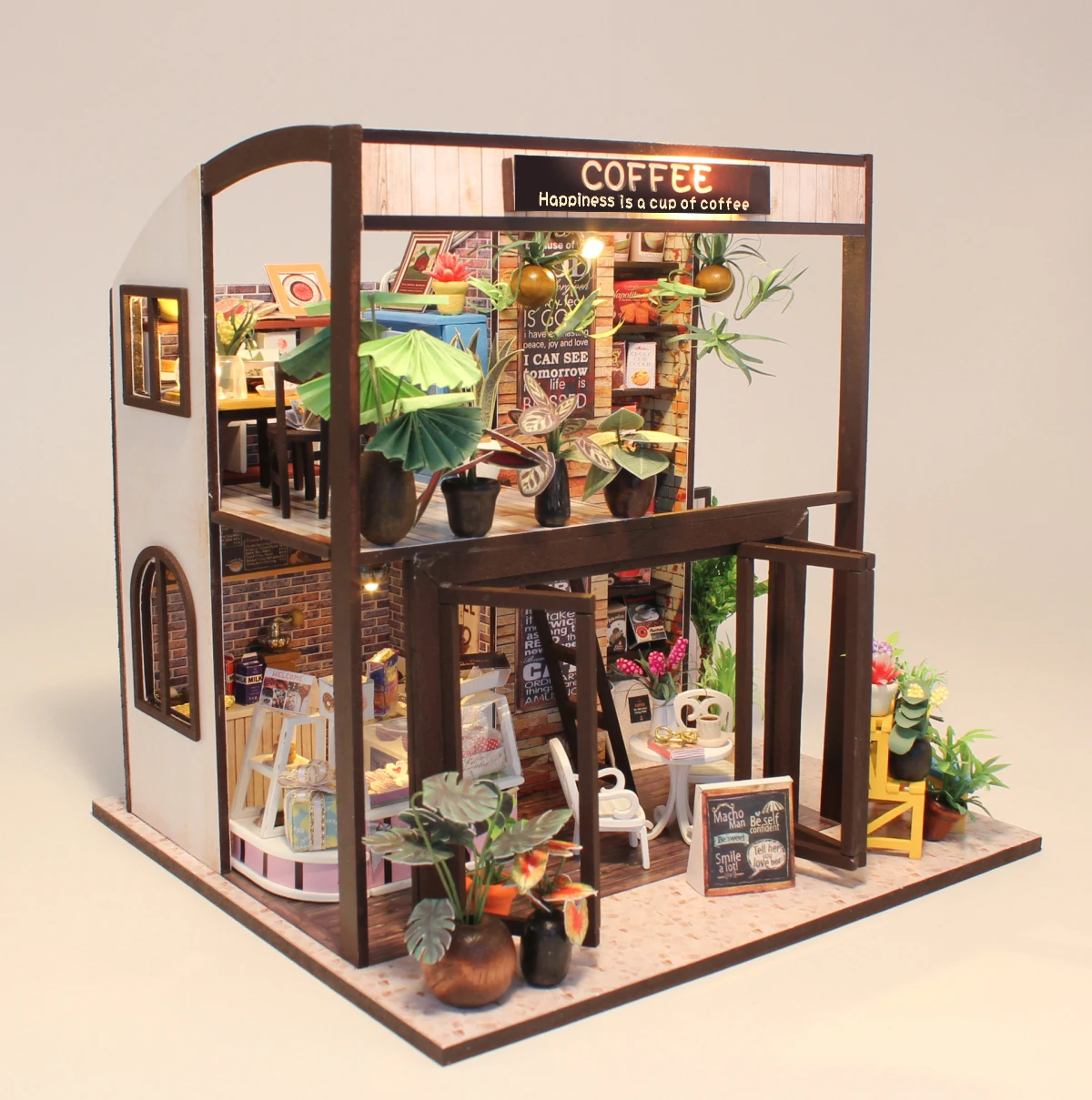 Elegant Diy Coffee Shop Model House Children's Intelligence Toys Dollhouse Doll Houses for Kids