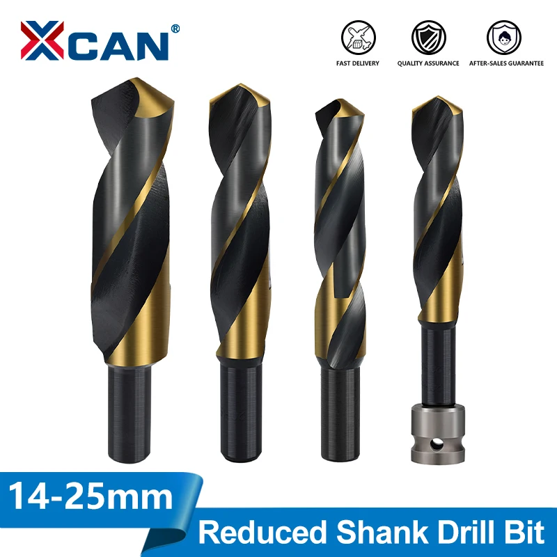 

XCAN 1pc Reduced Shank HSS Twist Drill Bit 14 16 18 20 22 25mm Hole Saw Cutter for Metal Drilling Tool 12mm Shank