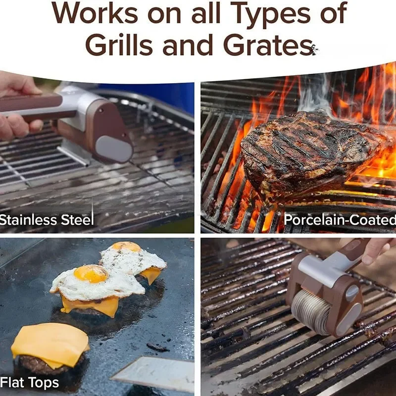 Electric Stainless Steel Roller Barbecue Grill Cleaner Brush Rechargeable Barbecue Brush Portable Cleanable