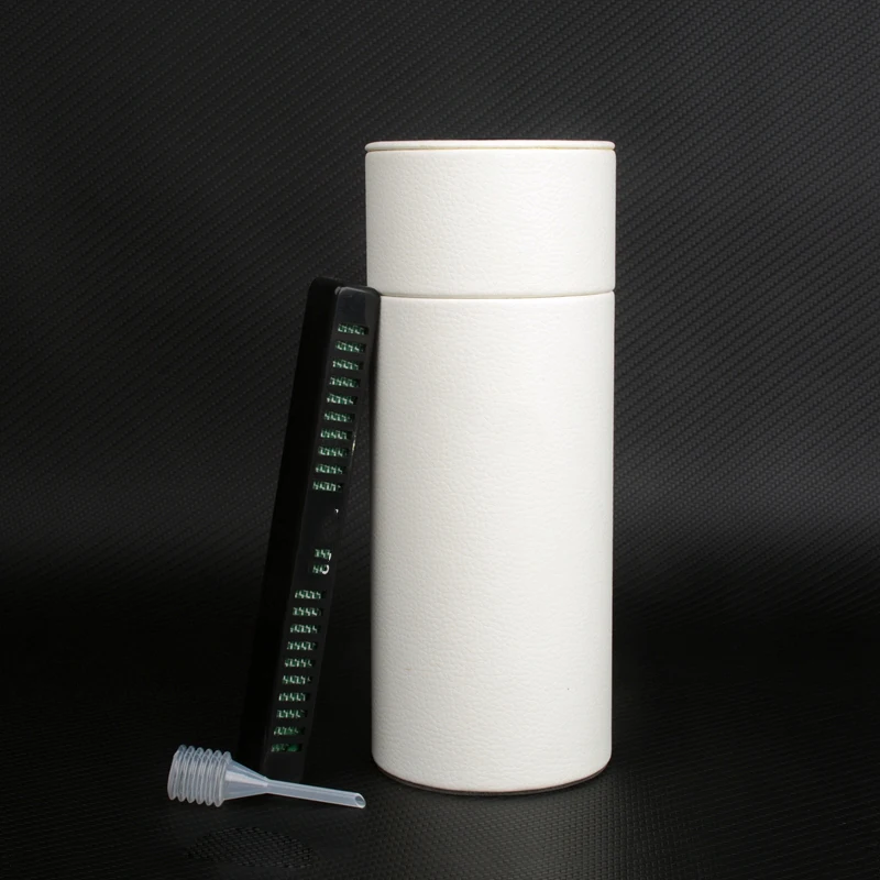 White Leather Cigar Case, Cedar Wood Lined Tube, Mini Travel Humidor Box w Humidifier and Hygrometer C Logo Cigar Holder