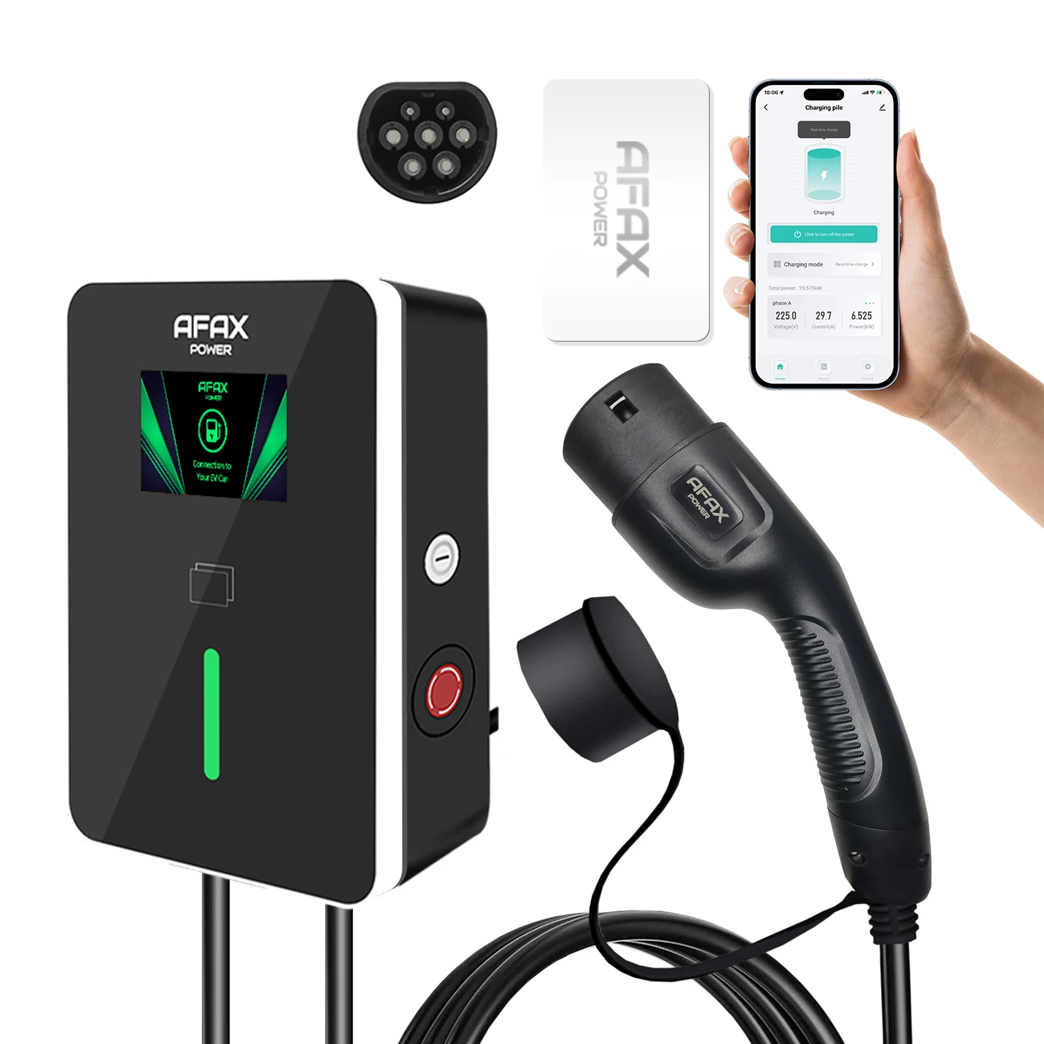 AFAX Home Smart 7kw 22kw AC Charger Type1/Type2/GBT EV Charging Station Adjustable Electric Vehicle With 5m Cable