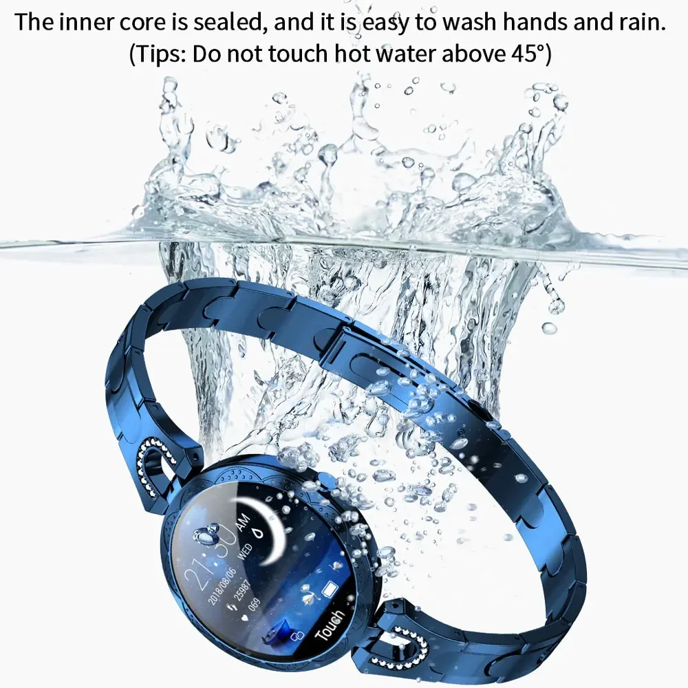 Waterproof Blood Pressure Fitness Tracker Smart Watch Luxury Fashion Ladies Bluetooth Smart Watch