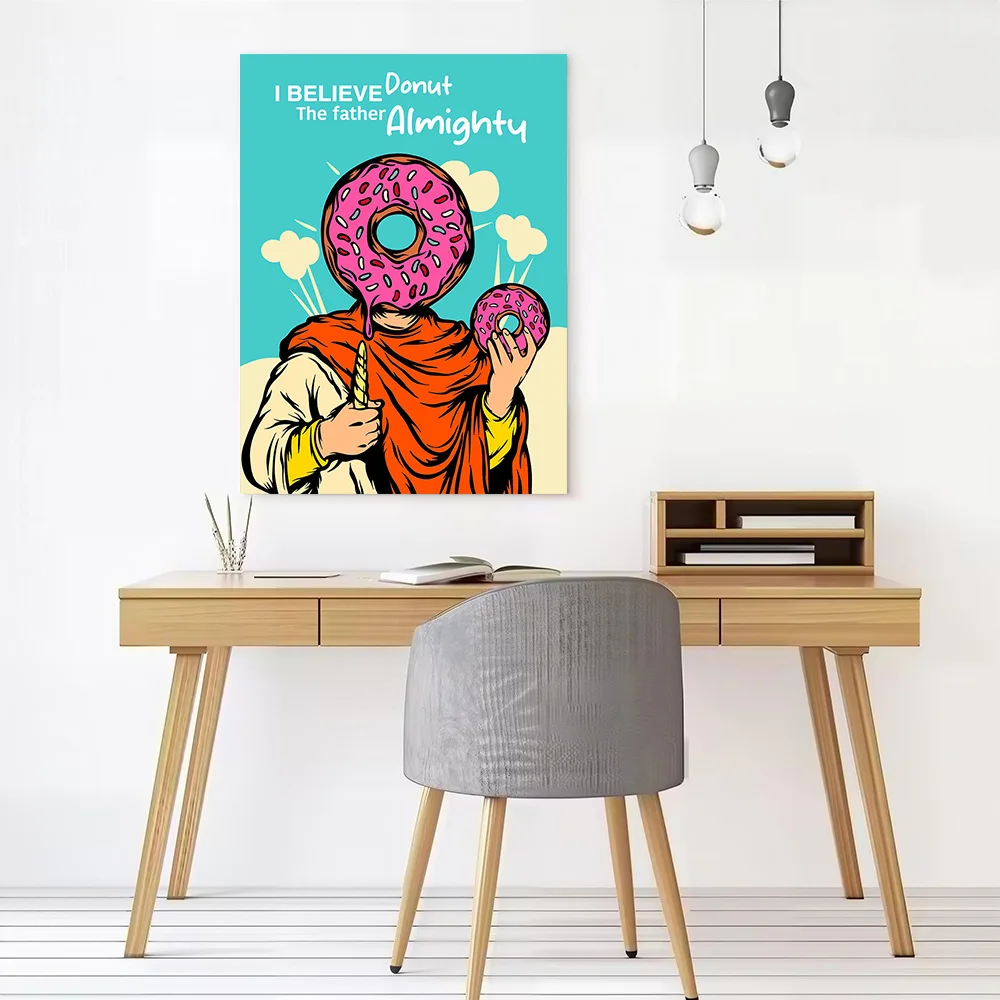 Donut Almighty Funny Art Canvas Poster Wall Art Customizable High Quality Printed Picture for Modern Home Decoration Ornaments