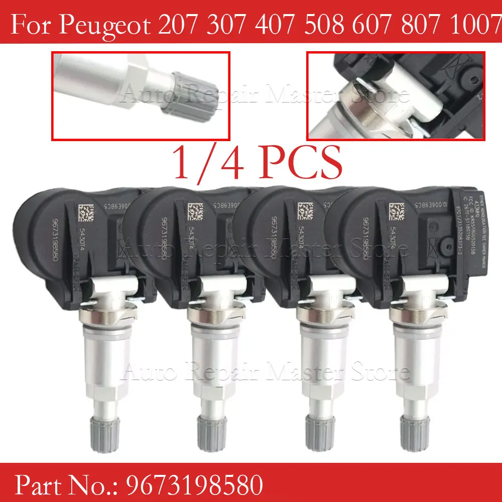 1/4PCS 433MHz Tire Pressure Sensor For Citroen C4 C5 C6 C8 Peugeot 1007 207 307 508 807 Lancia Voyager 9681102280 9673198580