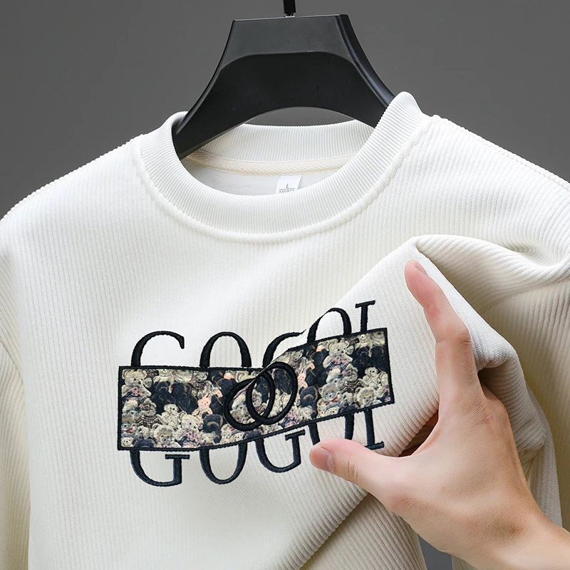

Designer Original Men's Autumn Winter High Quality Long Sleeves Hoodie Round Neck Embroidery Jacquard T-Shirt Leisure Trend Tops