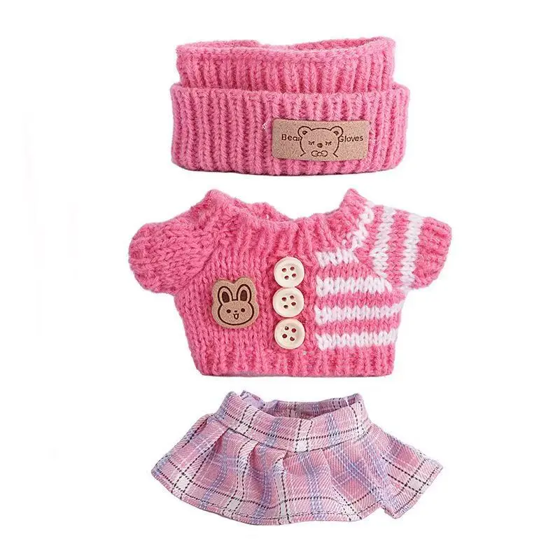 Für 15-17 cm Labubu Kleidung Outfit Labubu Sitting Party Bär Label Schal Hut Puppen Zubehör Niedliche Dekoration