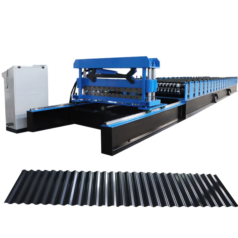 Full Automatic Steel Rib Type Trapezoidal Tile Metal Roofing Sheet Roll Forming Making Machine Roof Roll Forming Machine