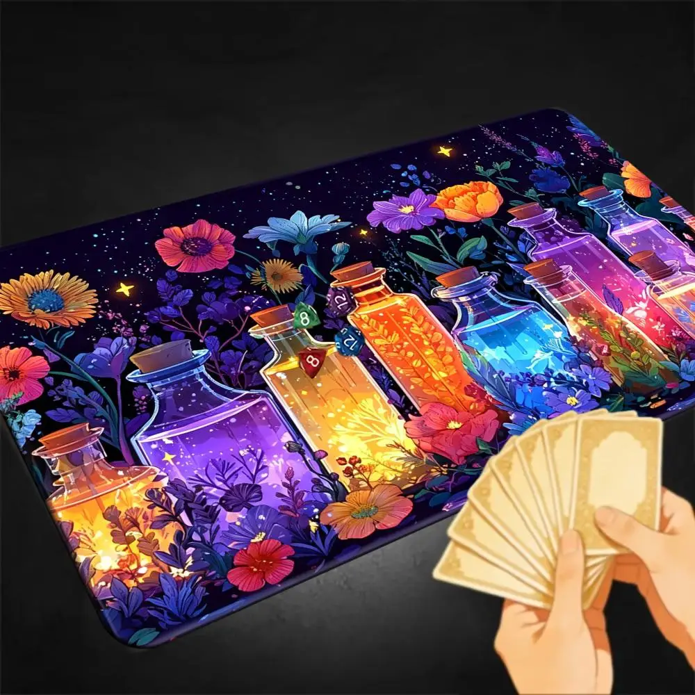 Flowers & Mysterious Bottle Showdown Magic Card Playmat Gathering Gaming pad With Zone Commander Battle Deskmat Game accessories