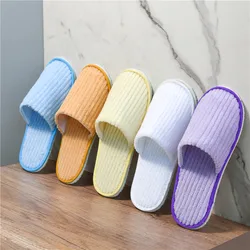 1Pair Non-slip Coral Fleece Slippers Home Hotel Spa Disposable Slippers All-inclusive Slippers Women Men Indoor Guest Slippers