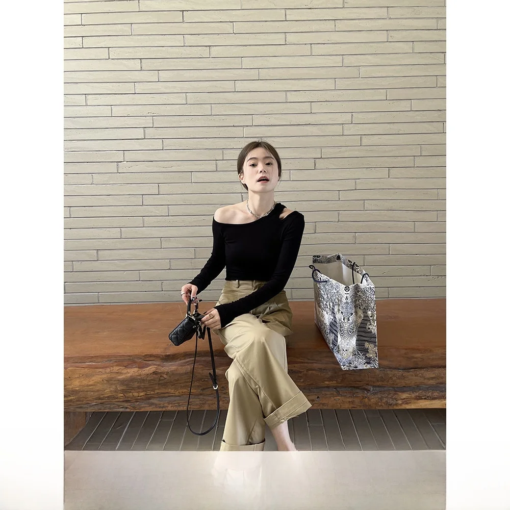 

Tokyo Magazine настоящая женская футболка Long Sve с дизайном oulder, повседневный универсальный хлопковый топ для молодых женщин 25-29 лет