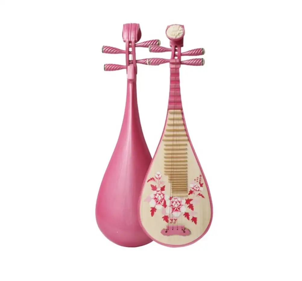 

Pipa China lute Pink Peony Flower Pattern 89cm for Children Chinese string instruments