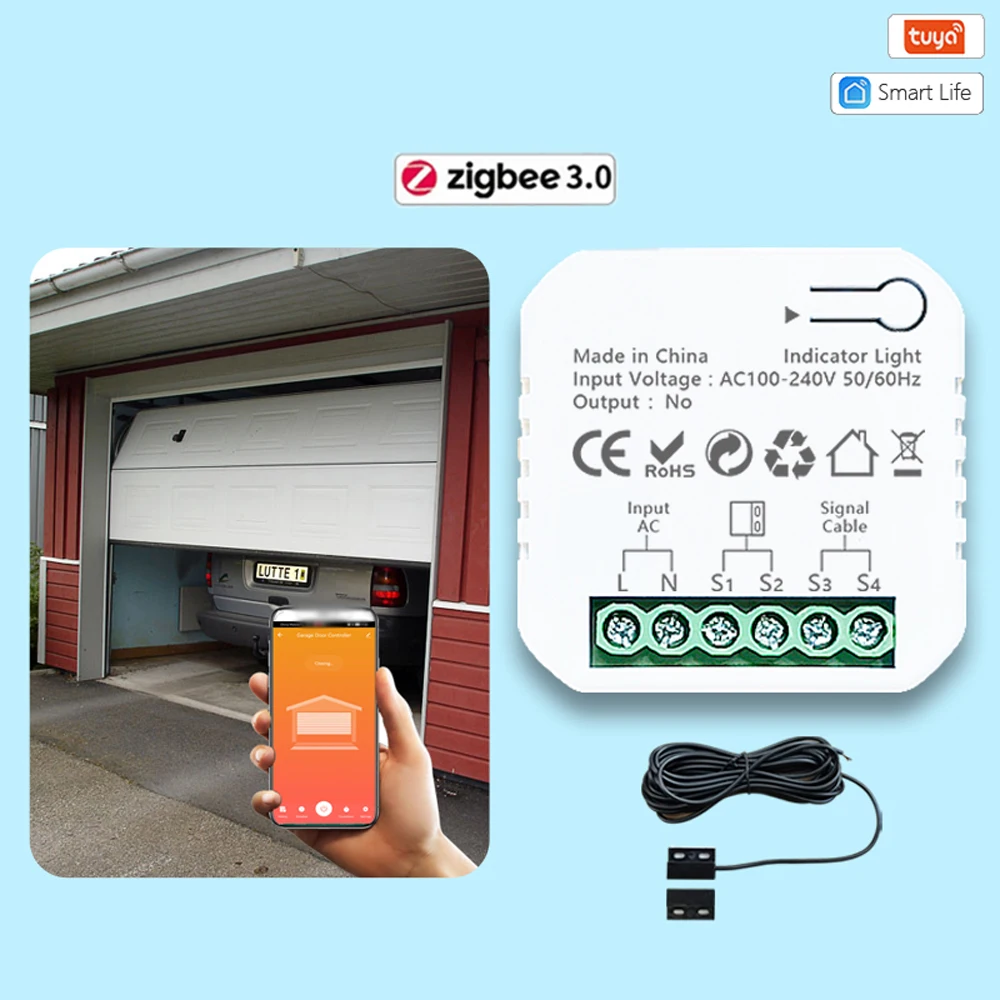 

Tuya ZigBee Garage Door Opener Mobilephone APP Control Door Controller Switch Compatible with Alexa Google Home Voice Control