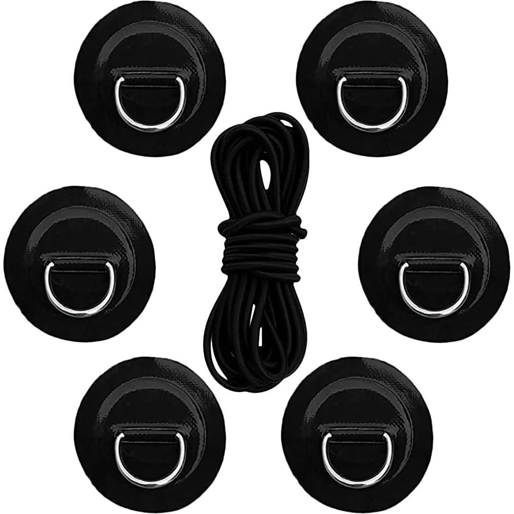 1Set Paddleboard D Rings Inflatable Kayak Accessories Strong Non-Rusting D Ring Pads with Stretch Rope for Outdoor Water Sports