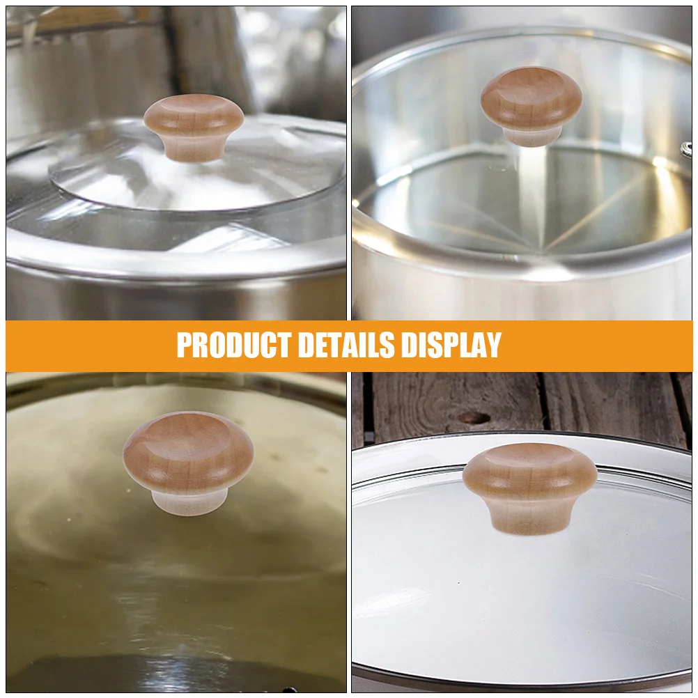 

5Pcs Wood Pot Lid Knobs Heat Resistant Wearproof Non-Slip Replaceable Handles for Pans Woks Soup Pots Milk Pans Steaming