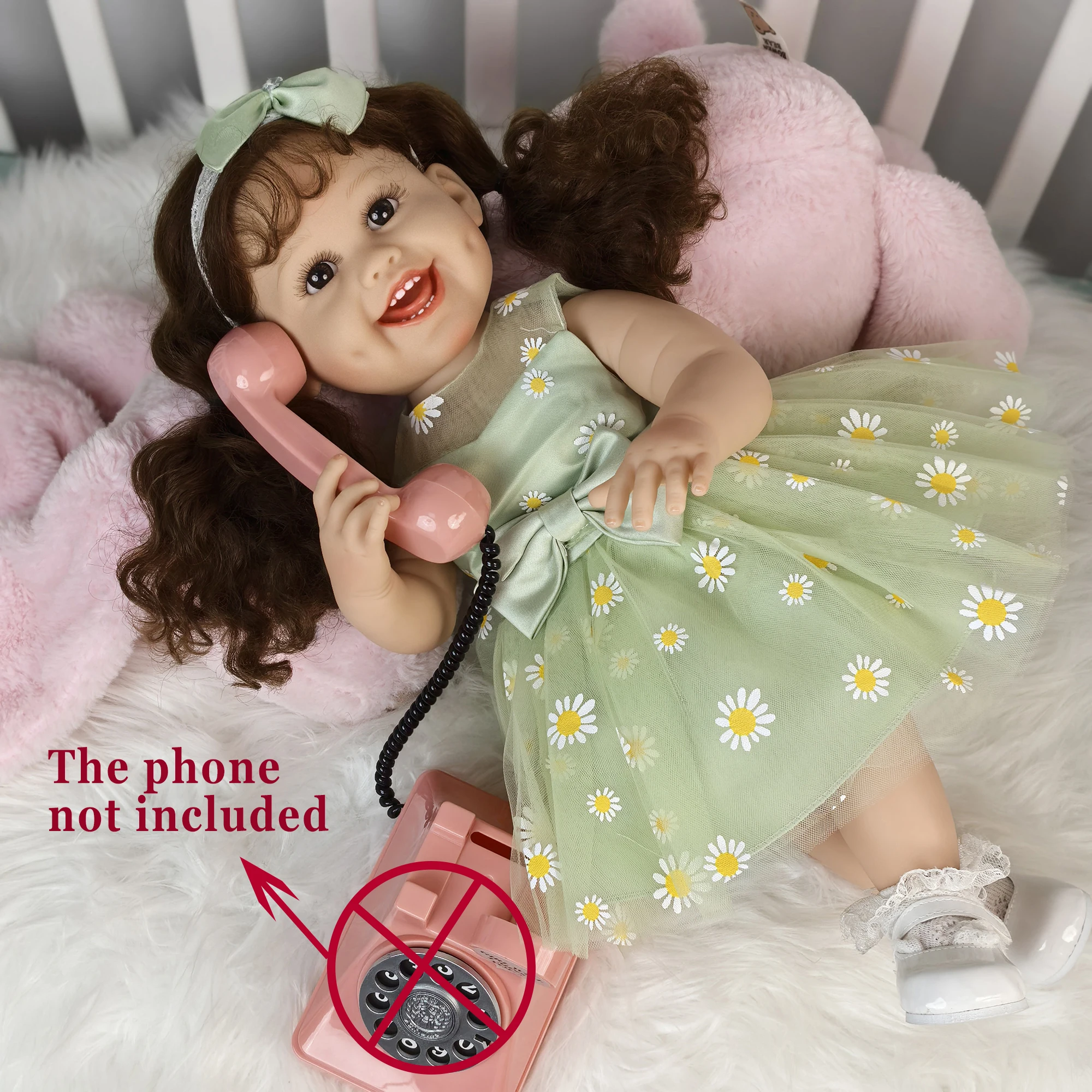 Alive Smiling 55 cm Reborn Baby Girl Doll Full Silicone Vinyl Toy Realistic Princess Bebe Reborn Dolls Easter Christmas Gifts