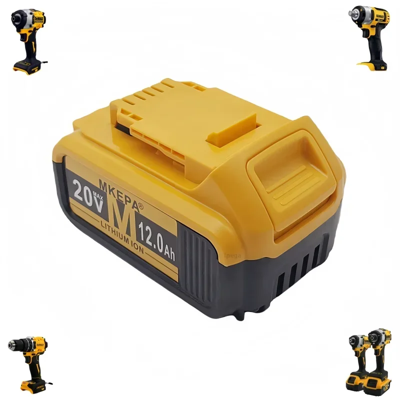 100% Dewalt 전동 공구용 정품 lpega 배터리, DCB206 20V 배터리, DCB206 20V 배터리, DCB205 DCB200 DCB204-2, 12000mAh 20V