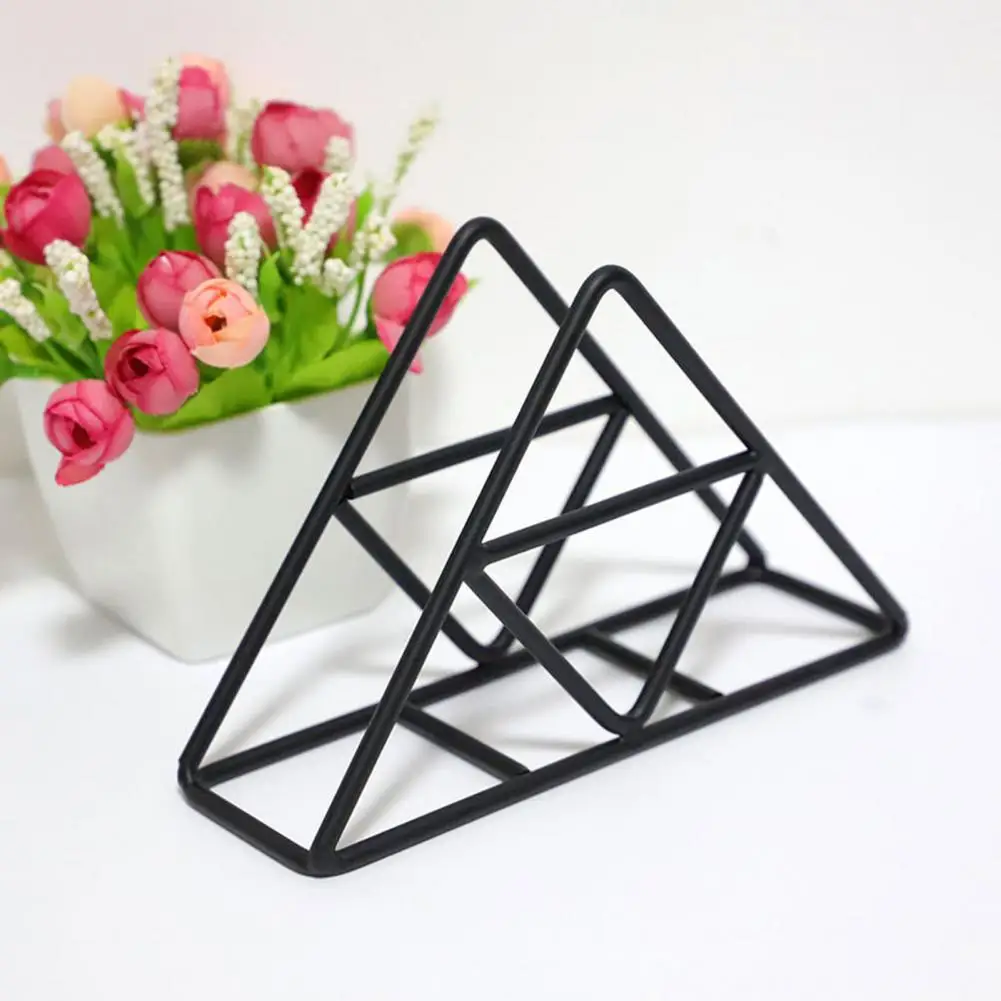 Metal Napkin Holder Rack Geometric Paper Towel Holder Napkin Dispenser Rack Iron Dining Table Cocktail Triangle Napkin Holder