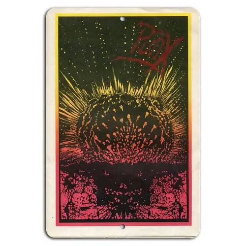 Cosmic Cactus: Retro Psychedelic Metal Art Sign