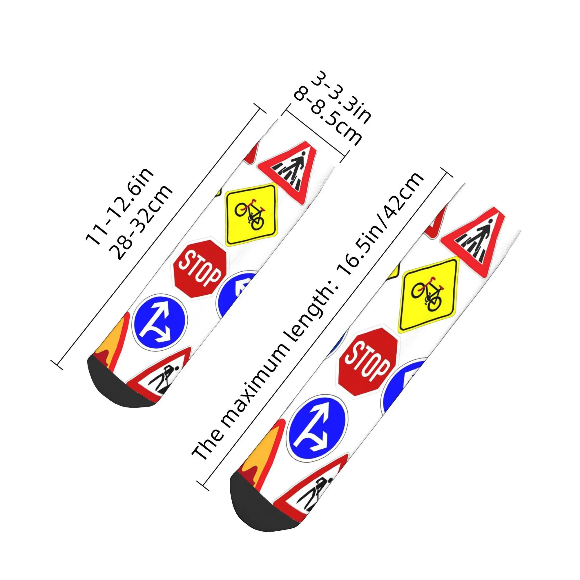 All Seasons Traffic signs  1 Socks Harajuku High Quality Sport Middle Tube Socks Soft Casual Stockings for Men Women Christmas