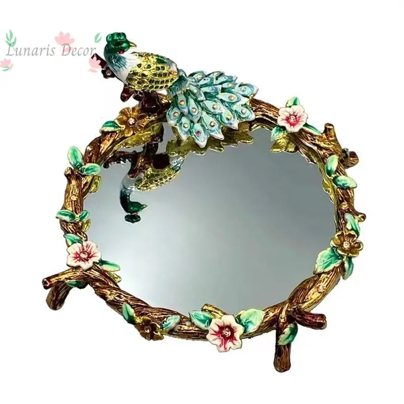 Metal handmade enamel makeup mirror, photo frame, ornament, holiday gift, exquisite gift for friends