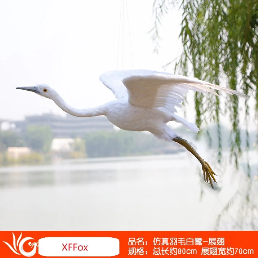 big simulation Egret model foam&feather handicraft wings Egret bird garden decoration about 80x70cm xf2924