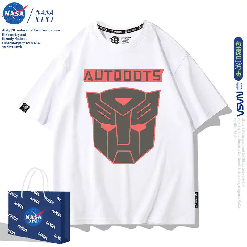 

Белая детская футболка из чистого хлопка с мультяшным принтом, комплект для родителей и детей в стиле Трансформеры, новая летняя повседневная модная брендовая футболка