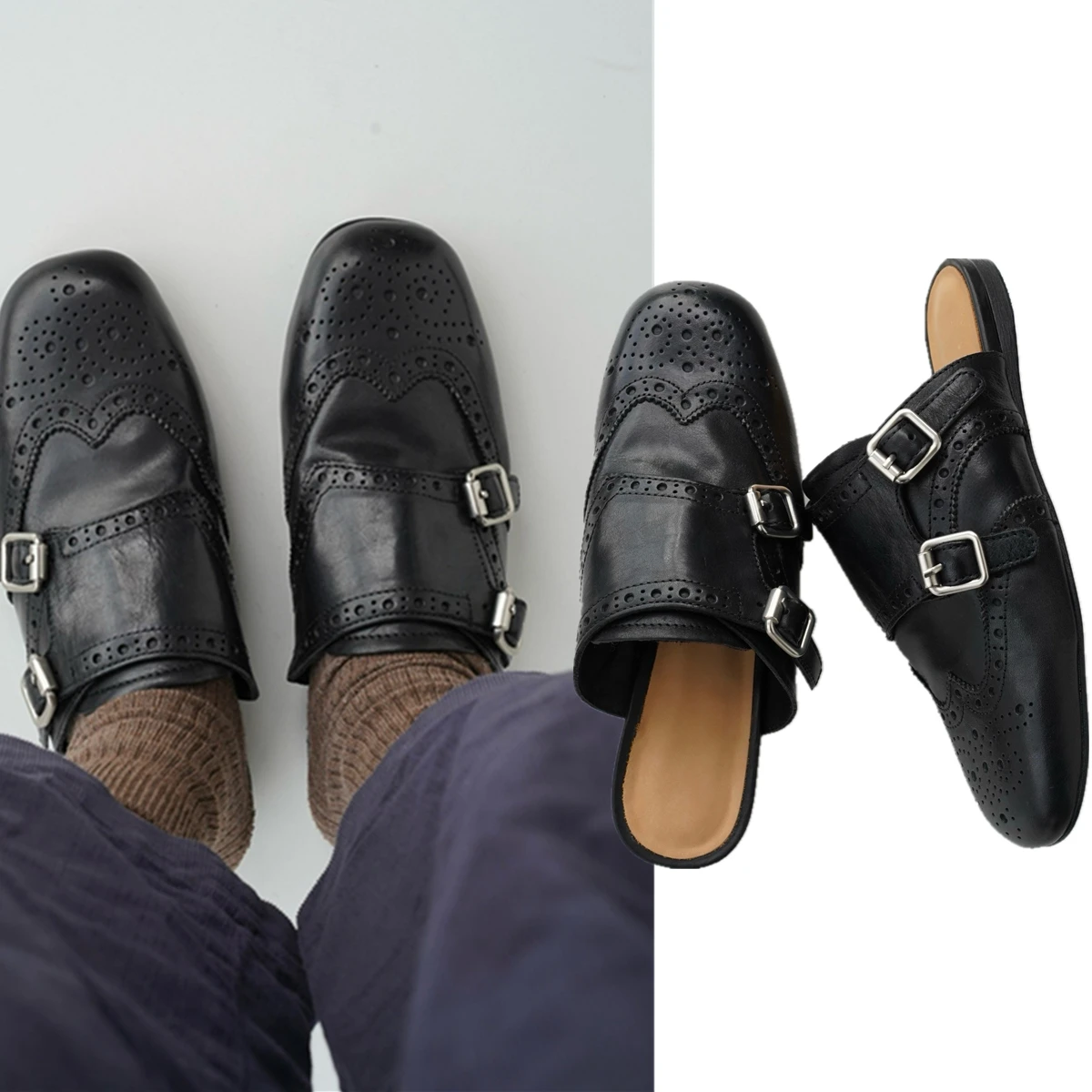 

Withered 2025 Spring Summer Shoes For Ladies Minimalist Women's Flat Shoes Vintage Cowhide Mules Slippers Shoes Women