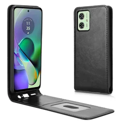 For Motorola Moto G54 5G G54 Power Flip Vertical Case Retro skin-friendly Full Cover Card Holder For Moto G64 G64Y 5G Phone Bags