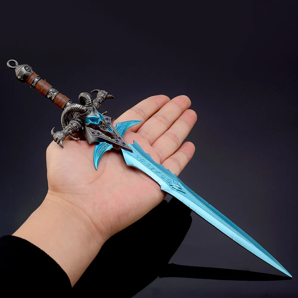 Open Fantasy World juego periférico Cos Prop ornamento Frost's Sorrow Blue Enchanted Edition 28cm armas totalmente metálicas modelo niño regalo